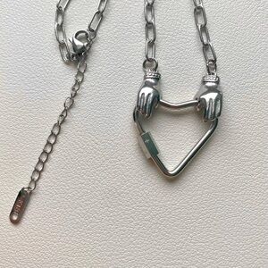 Silver Heart Hand Necklace
